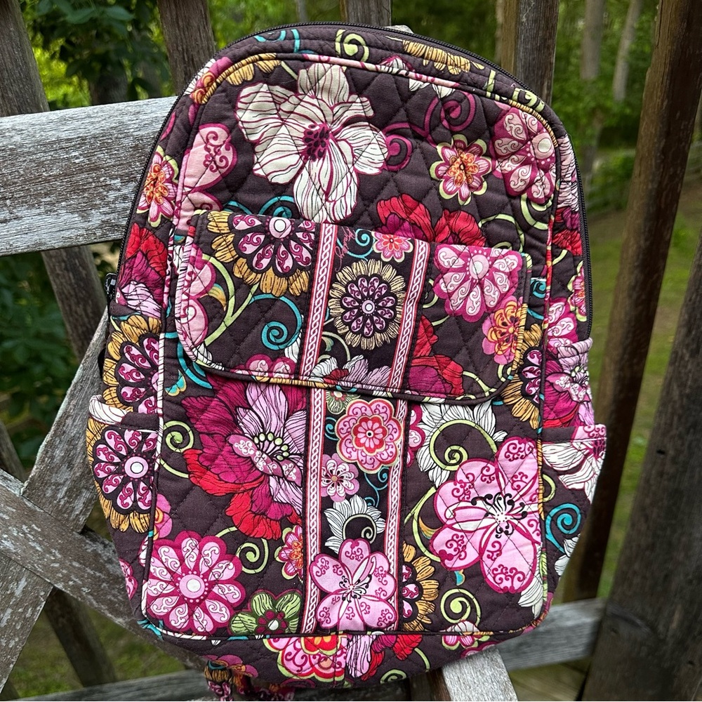 Vera Bradley Pink and Red Quilted Backpack